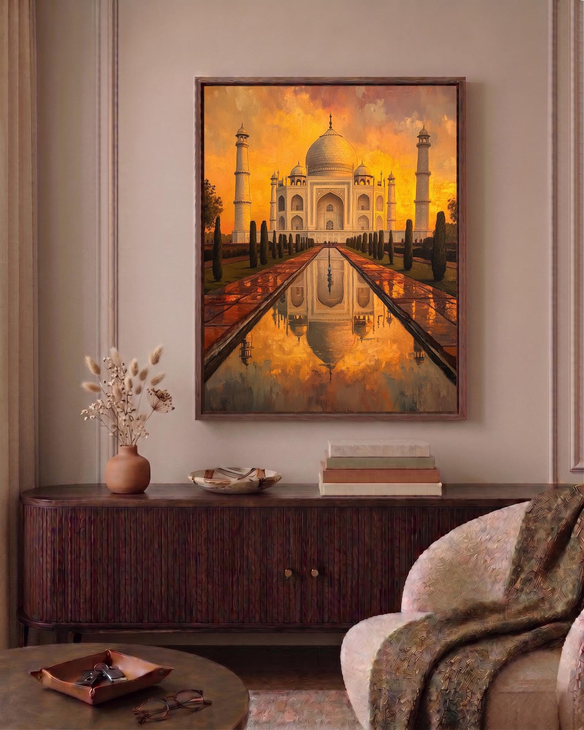 India landmark oil-painting style print on cotton canvas, made to order