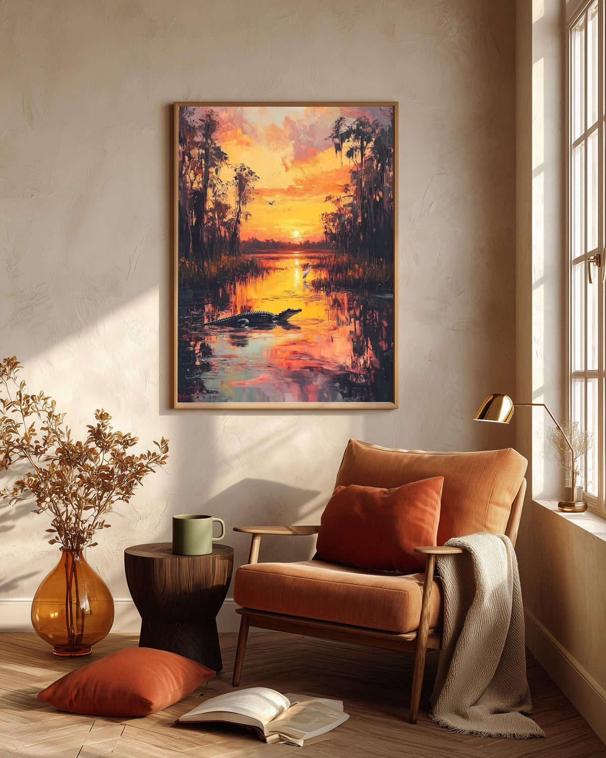 Everglades framed canvas printed on cotton and hand-framed in solid wood