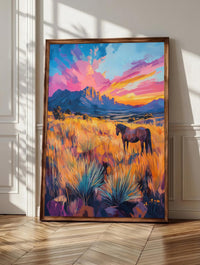 Sandia Mountains wall art: New Mexico peaks glowing pink and gold at desert sunset