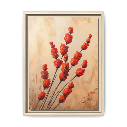 Ocotillo wall art framed canvas print in a natural wood frame