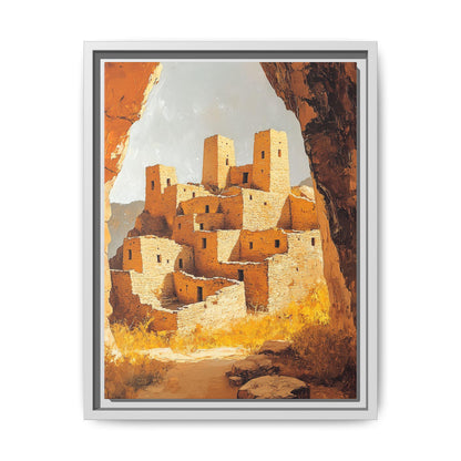 Mesa Verde wall art framed canvas print in a white wood frame