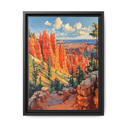 Bryce Canyon wall art framed canvas print in a black wood frame
