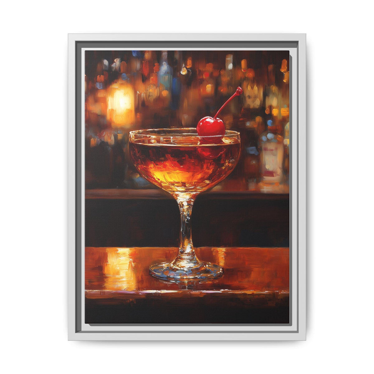 Manhattan wall art framed canvas print in a white wood frame