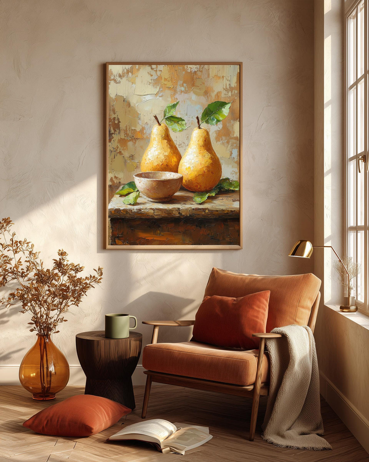 Kitchen fruit framed canvas hand-framed in solid wood, ready to hang