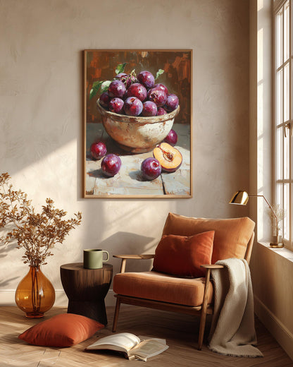 Rustic still life framed canvas in a solid wood frame, ready to hang