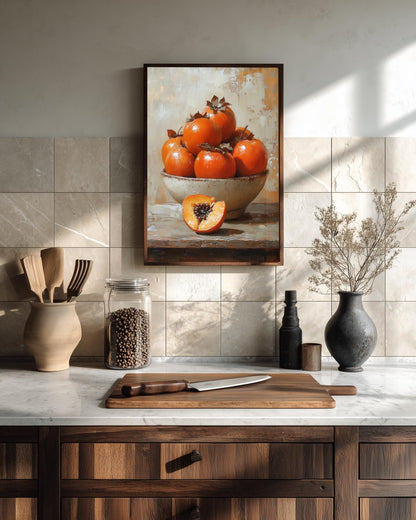 Persimmon Still Life Wall Art — Cenzio Atelier framed canvas, made to order
