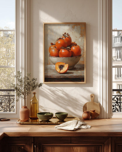 Persimmon Still Life Wall Art — painterly wall art printed and framed to order