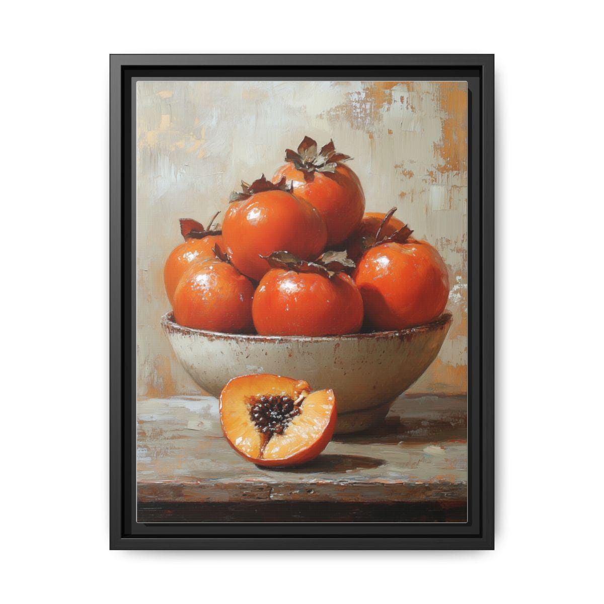 Persimmon Still Life Wall Art — framed canvas print by Cenzio Atelier