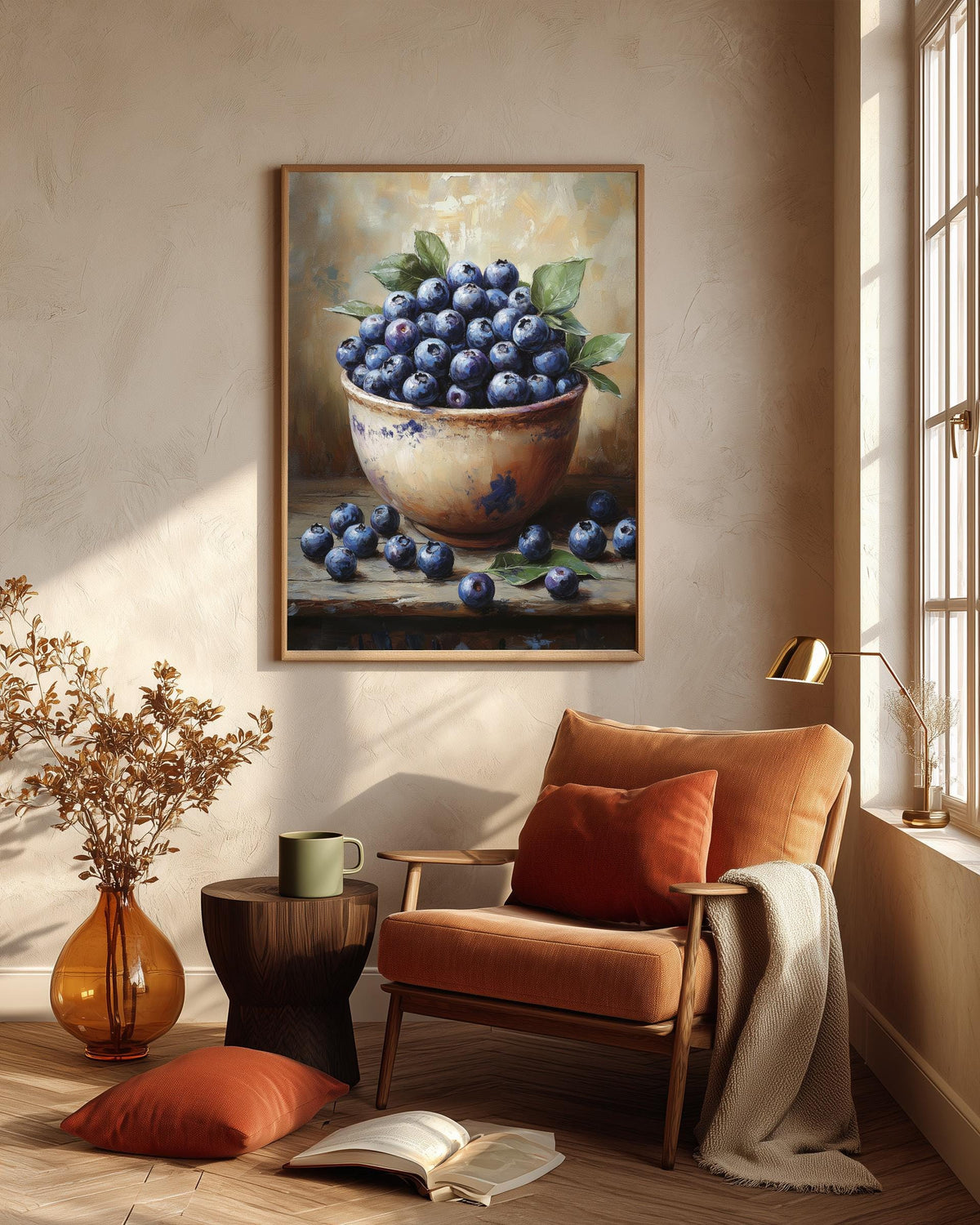 Blueberry Still Life Wall Art — framed canvas print by Cenzio Atelier