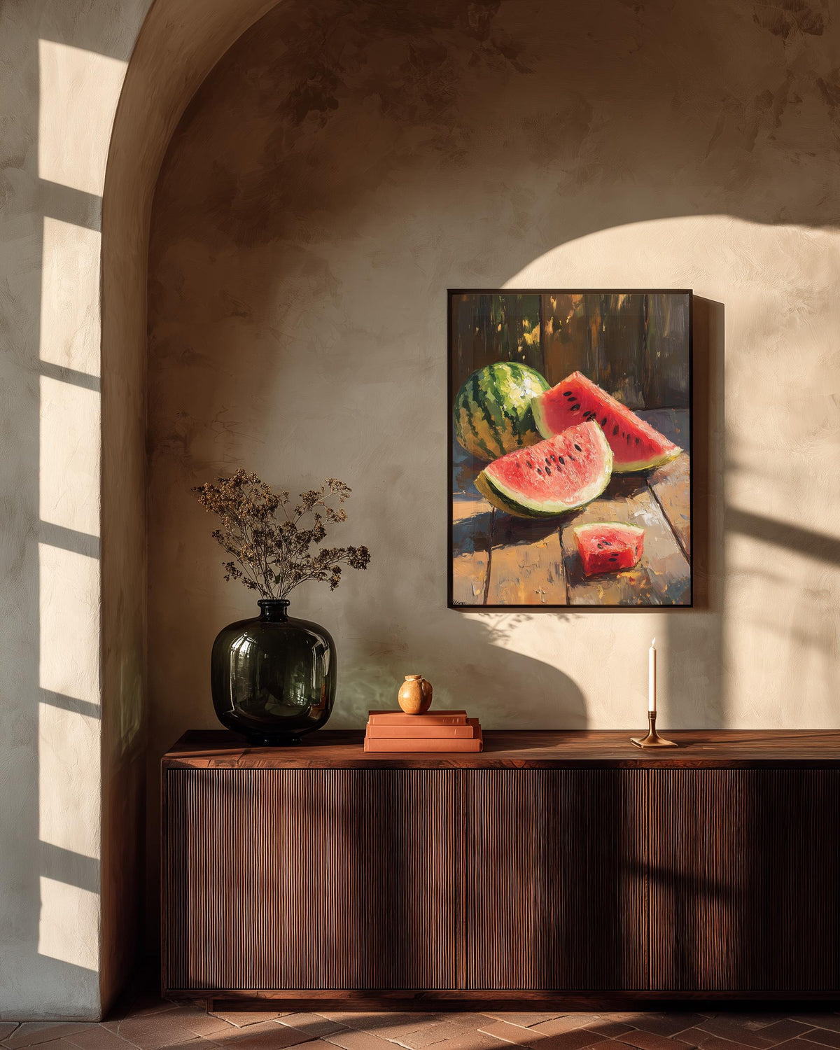 Watermelon Still Life Wall Art — Cenzio Atelier framed canvas, made to order