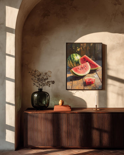 Watermelon Still Life Wall Art — Cenzio Atelier framed canvas, made to order