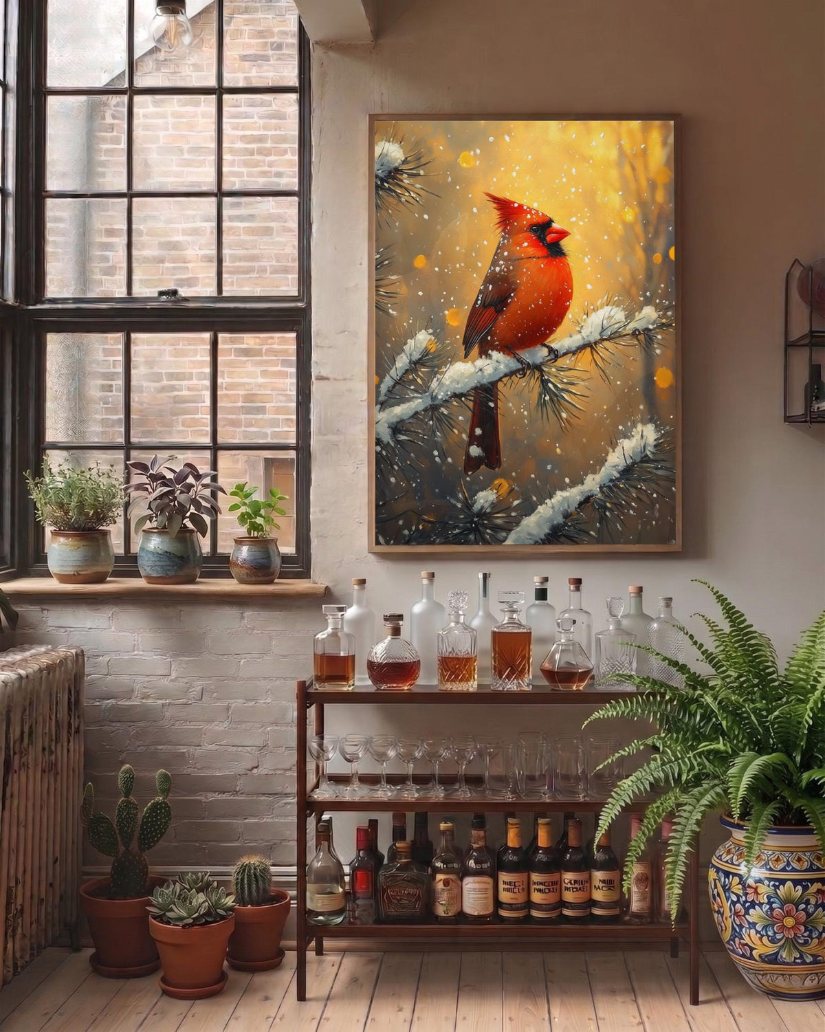 Cardinal Wall Art — Cenzio Atelier framed canvas, made to order
