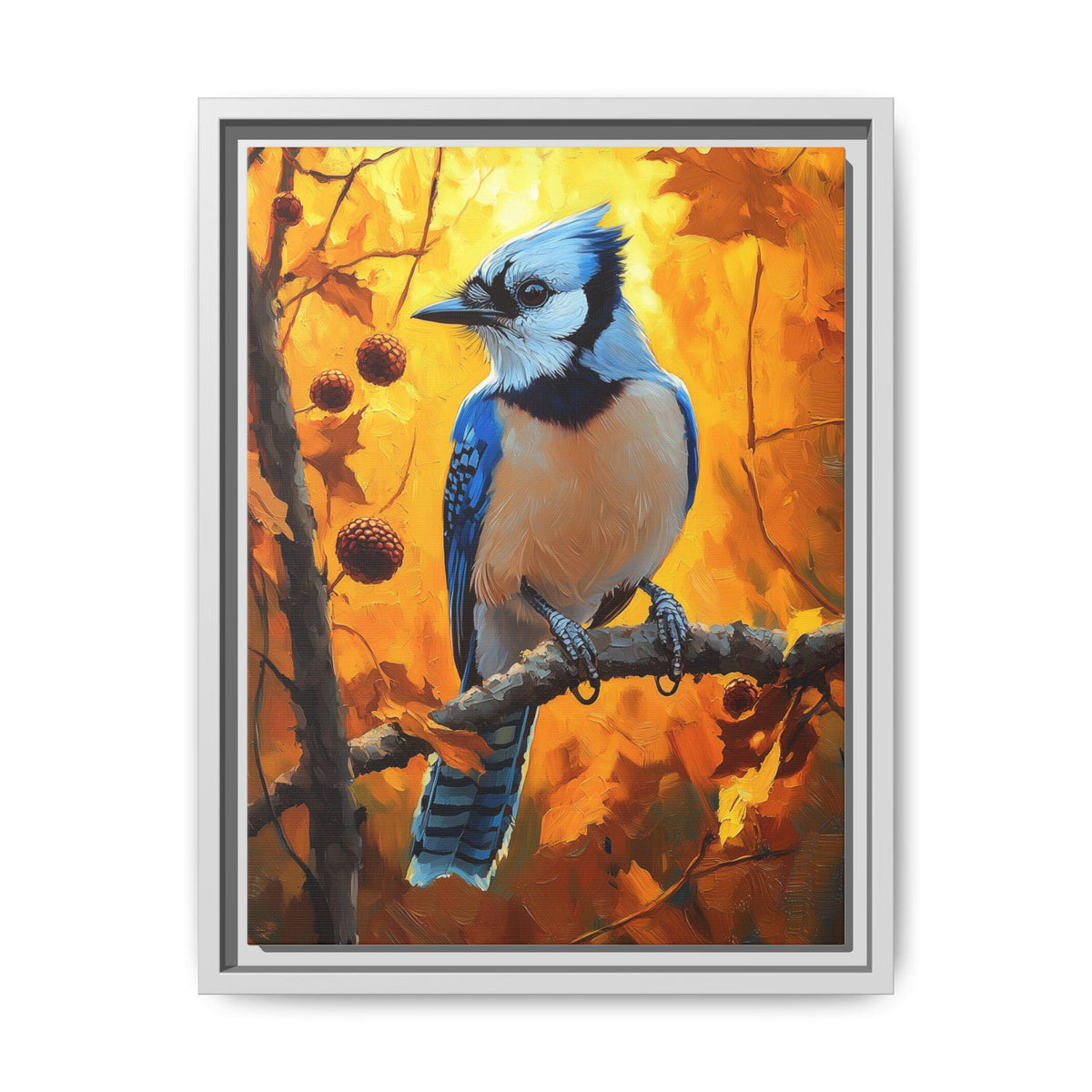 Blue Jay Wall Art — framed canvas print by Cenzio Atelier