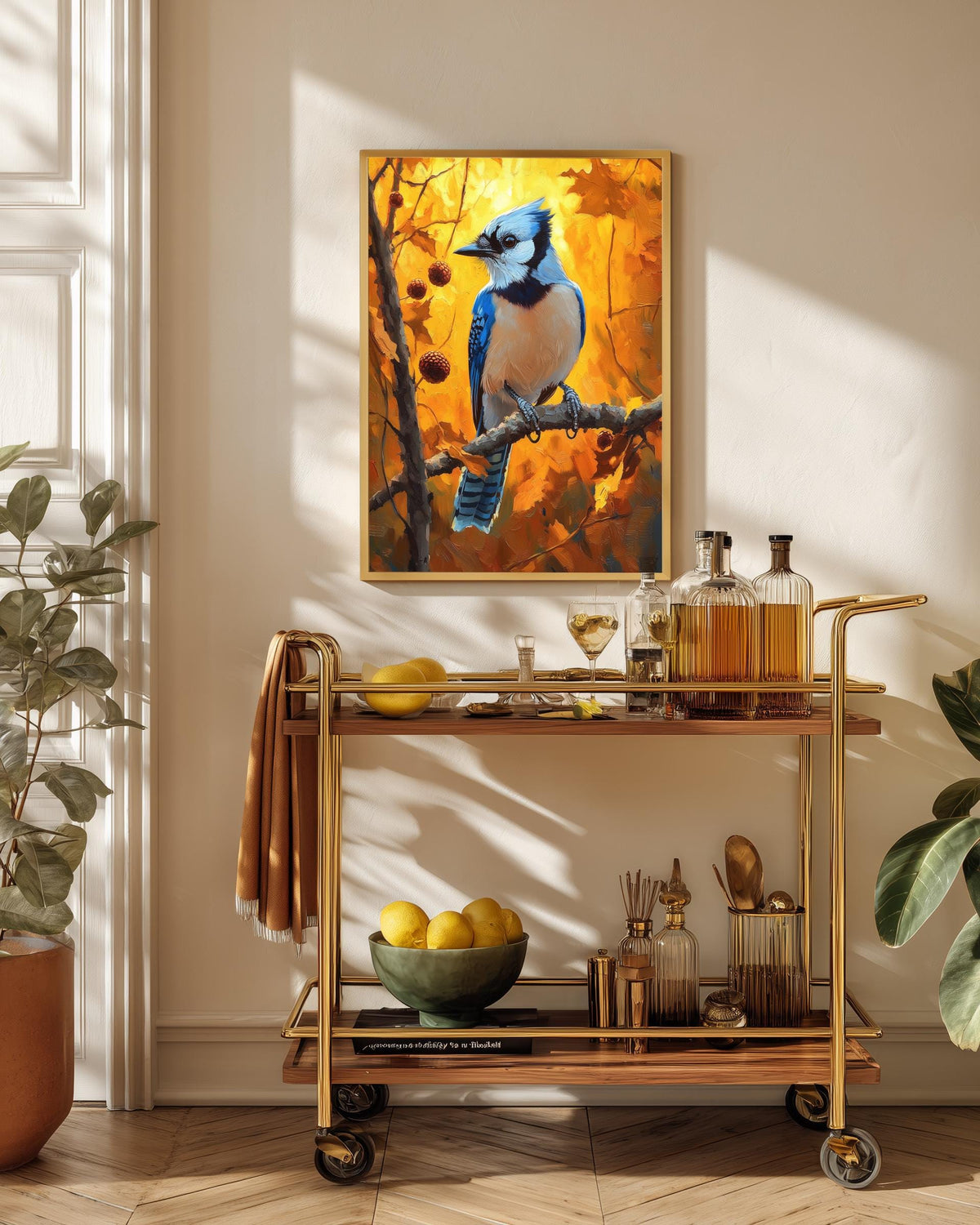 Blue Jay Wall Art — framed canvas print by Cenzio Atelier