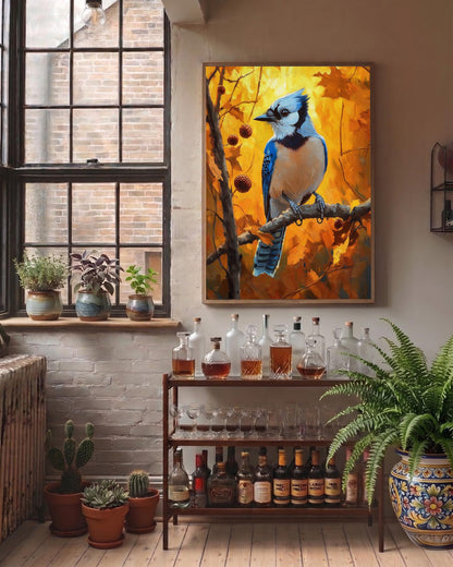 Blue Jay Wall Art — Cenzio Atelier framed canvas, made to order