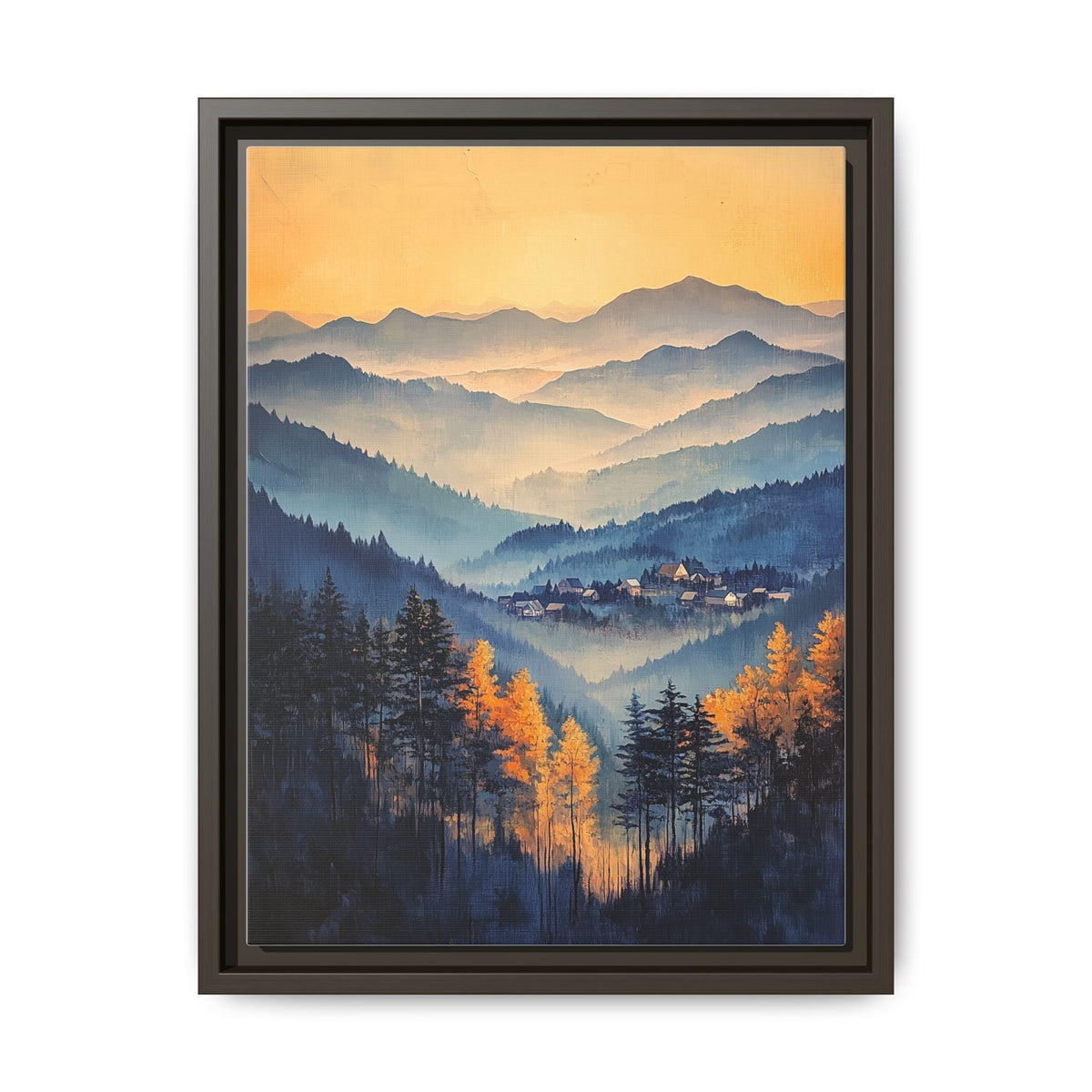 Asheville Wall Art — painterly canvas art, hand-framed in solid wood