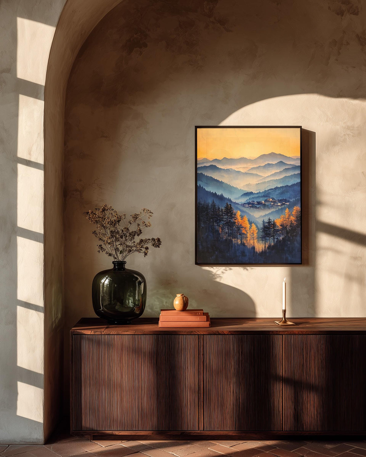Asheville Wall Art — painterly canvas art, hand-framed in solid wood