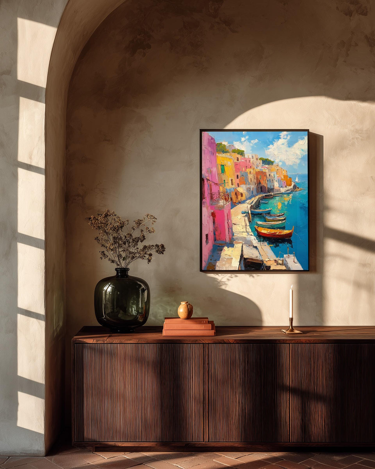 Procida Wall Art — painterly canvas art, hand-framed in solid wood