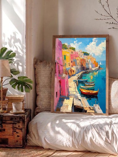 Procida Wall Art — museum-grade cotton canvas in a solid wood frame