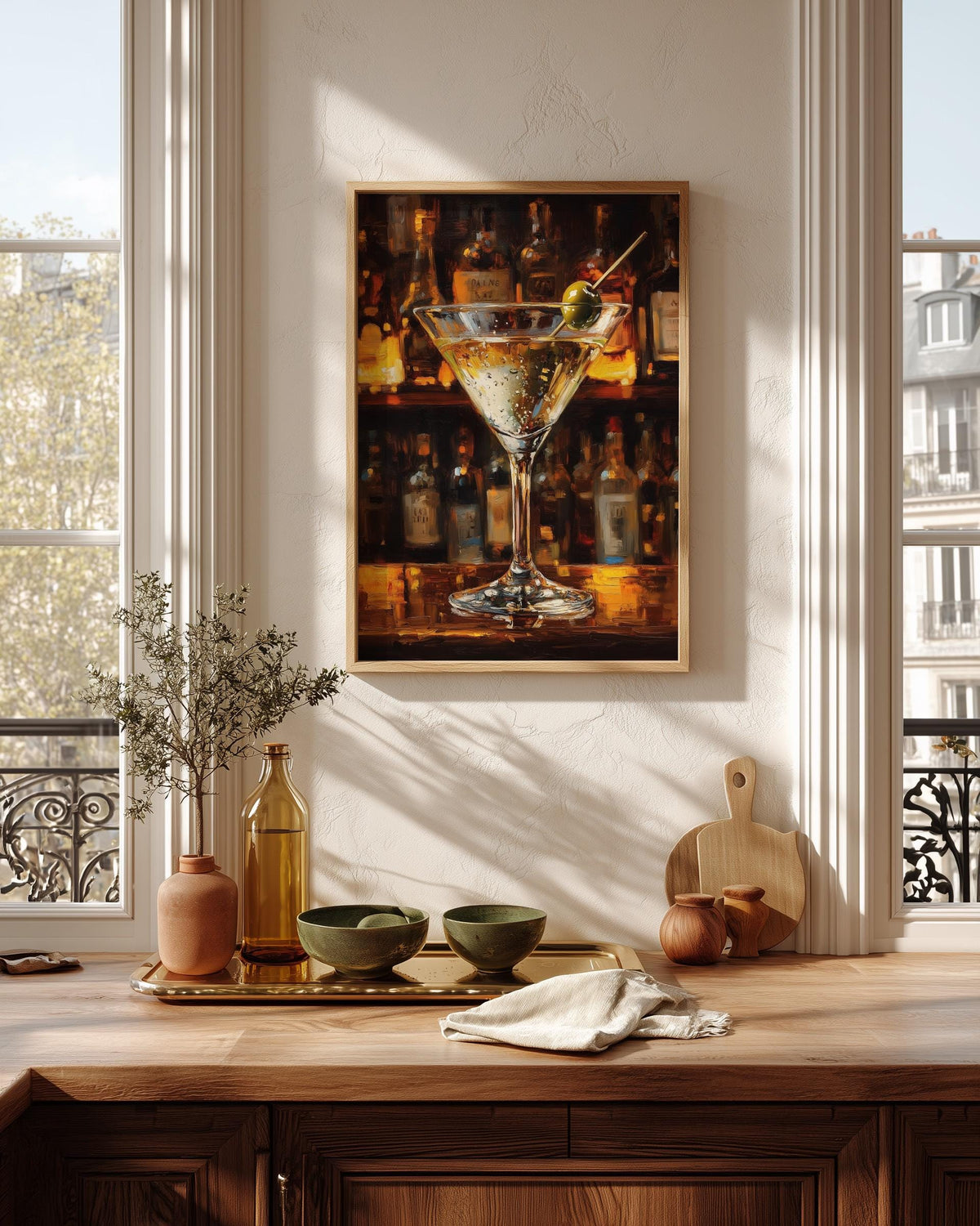Martini Cocktail Wall Art — Cenzio Atelier framed canvas, made to order