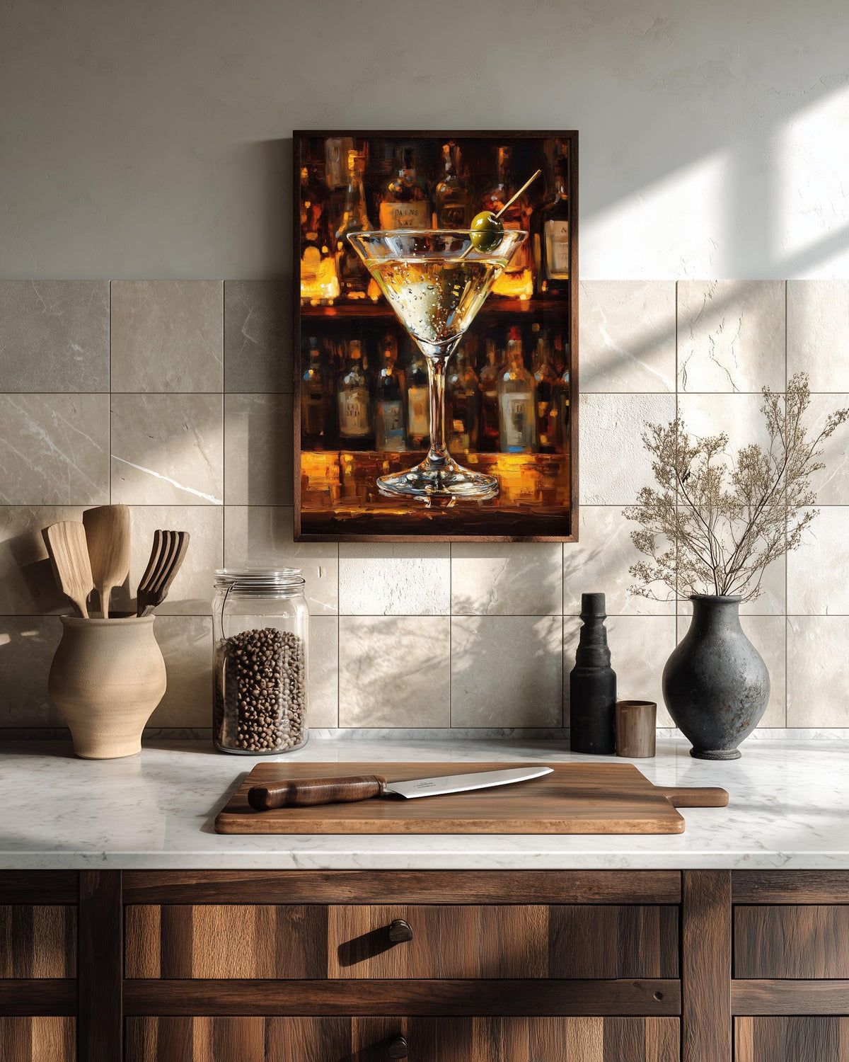 Martini Cocktail Wall Art — painterly wall art printed and framed to order