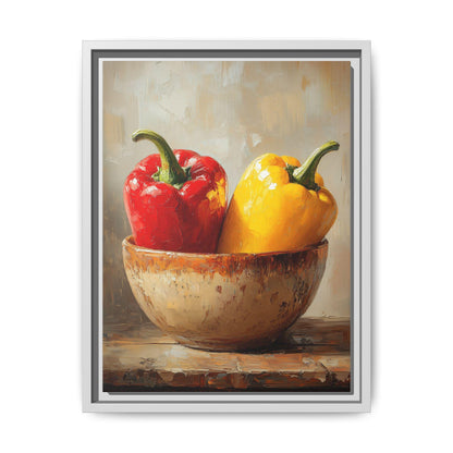 Bell Pepper Still Life Wall Art — museum-grade cotton canvas in a solid wood frame