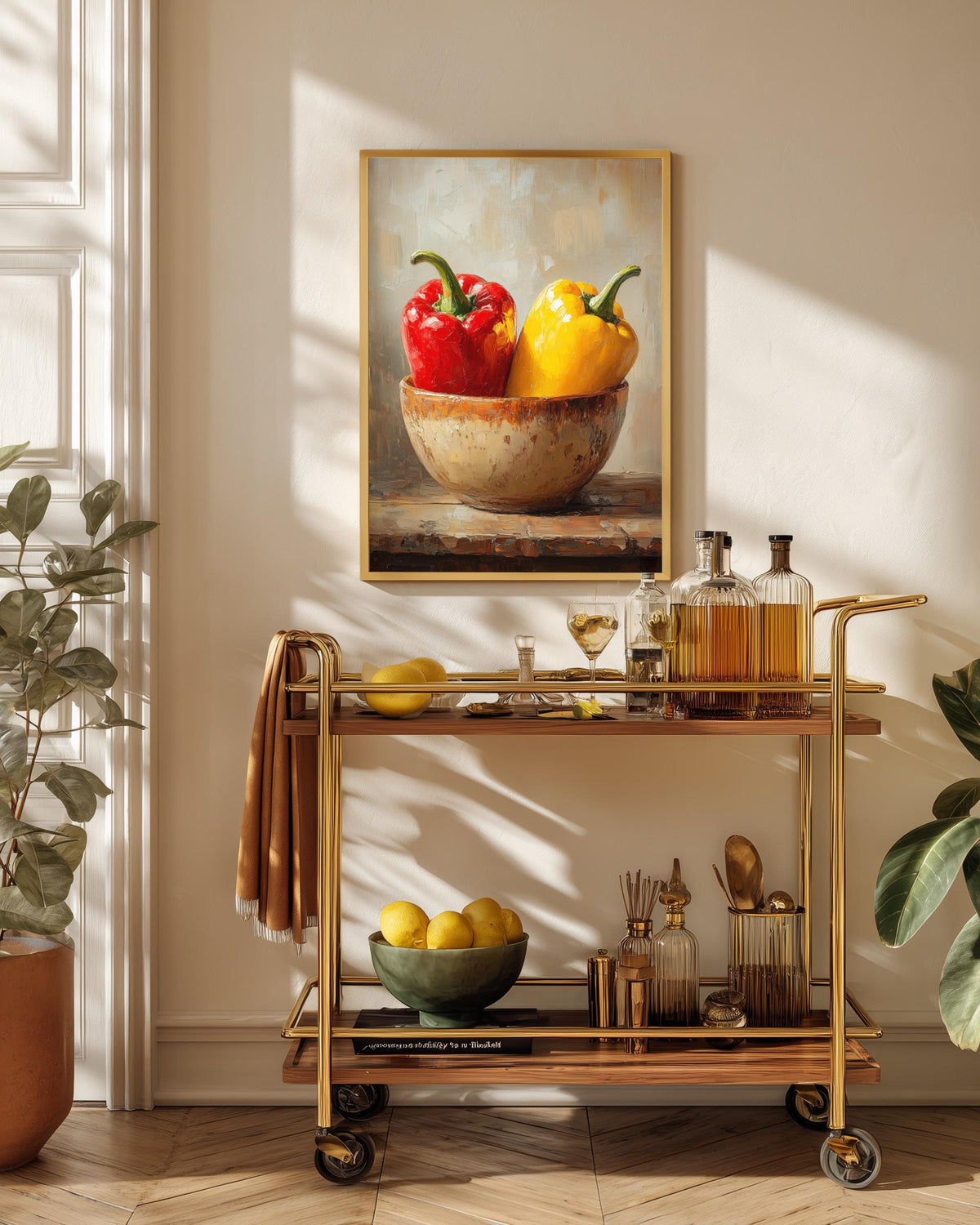 Bell Pepper Still Life Wall Art — framed canvas print by Cenzio Atelier