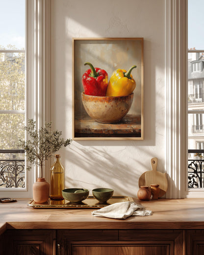 Bell Pepper Still Life Wall Art — Cenzio Atelier framed canvas, made to order