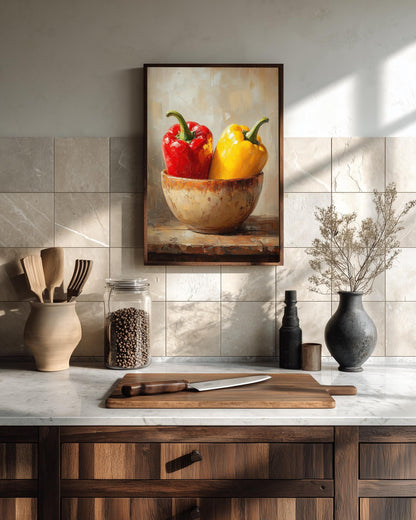 Bell Pepper Still Life Wall Art — painterly wall art printed and framed to order