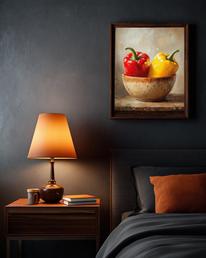 Bell Pepper Still Life Wall Art — framed canvas print by Cenzio Atelier