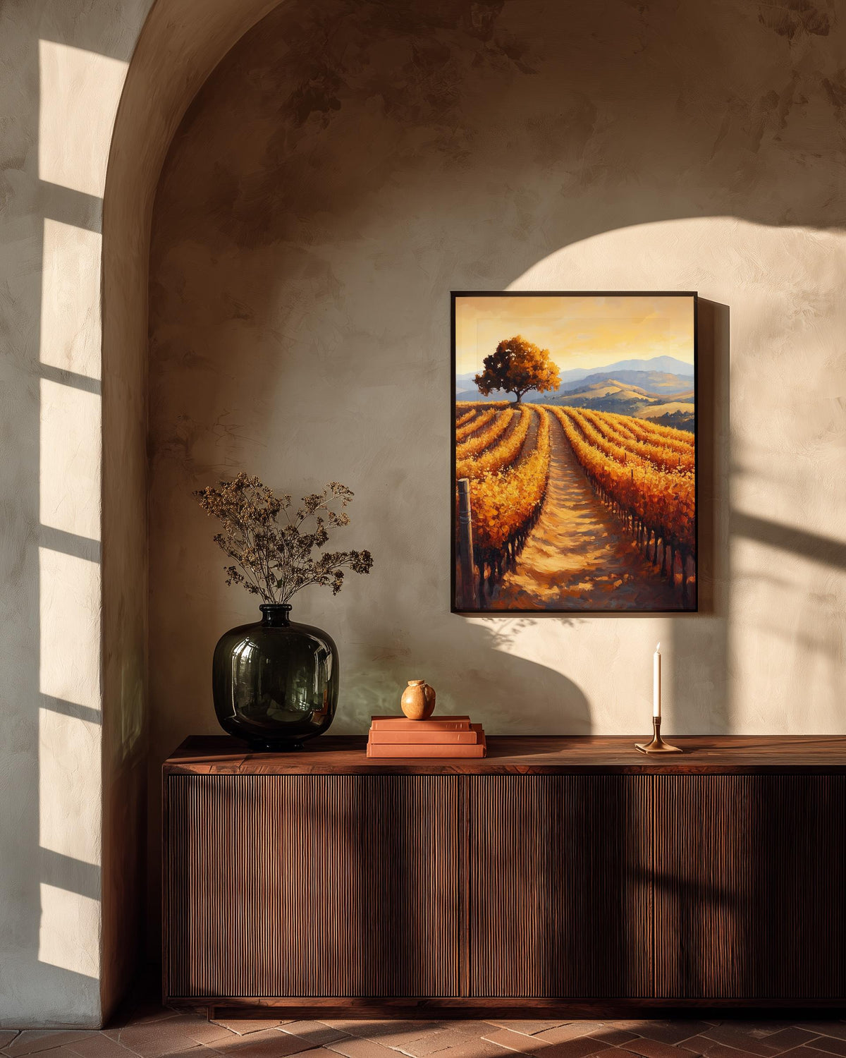 Napa Valley Wall Art — painterly canvas art, hand-framed in solid wood