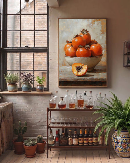 Persimmon Still Life Wall Art — Cenzio Atelier framed canvas, made to order