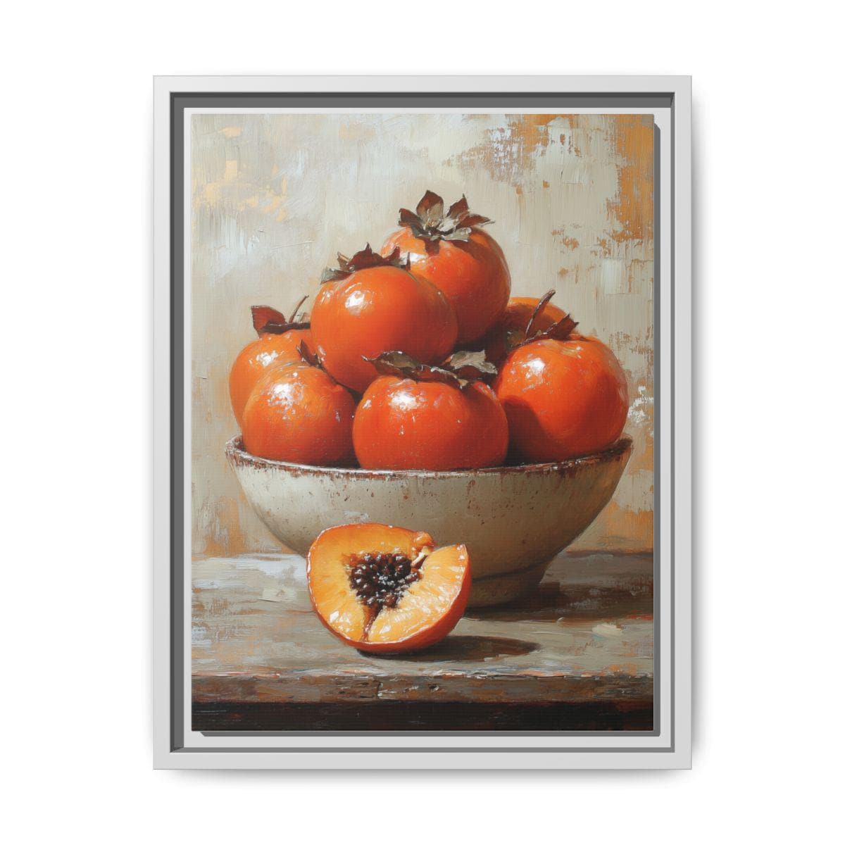 Persimmon Still Life Wall Art — painterly wall art printed and framed to order