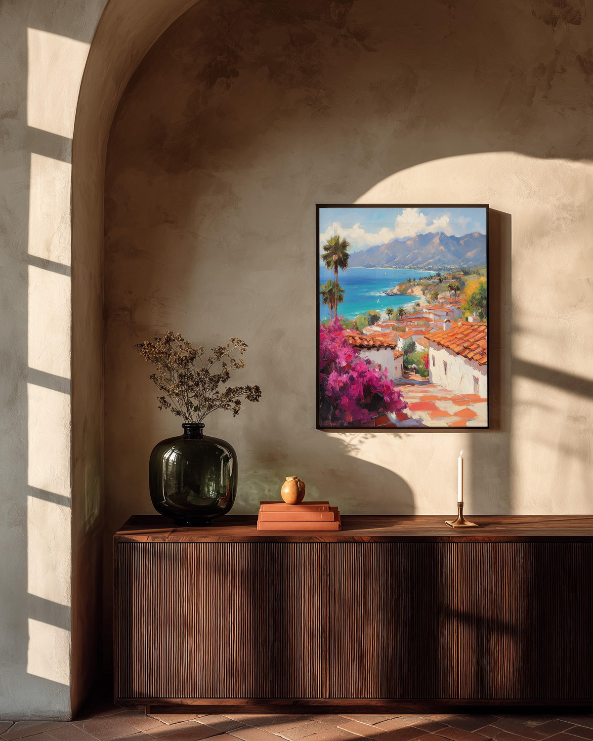 Santa Barbara Wall Art — painterly canvas art, hand-framed in solid wood