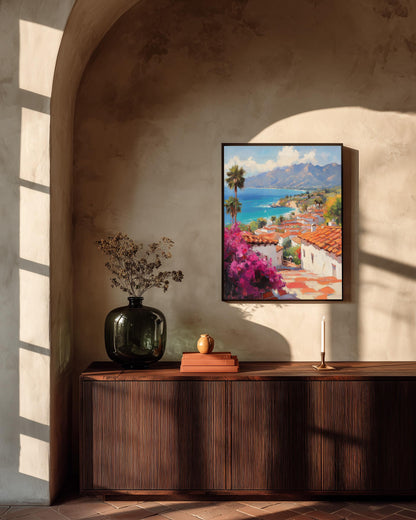 Santa Barbara Wall Art — painterly canvas art, hand-framed in solid wood