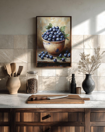 Blueberry Still Life Wall Art — painterly wall art printed and framed to order