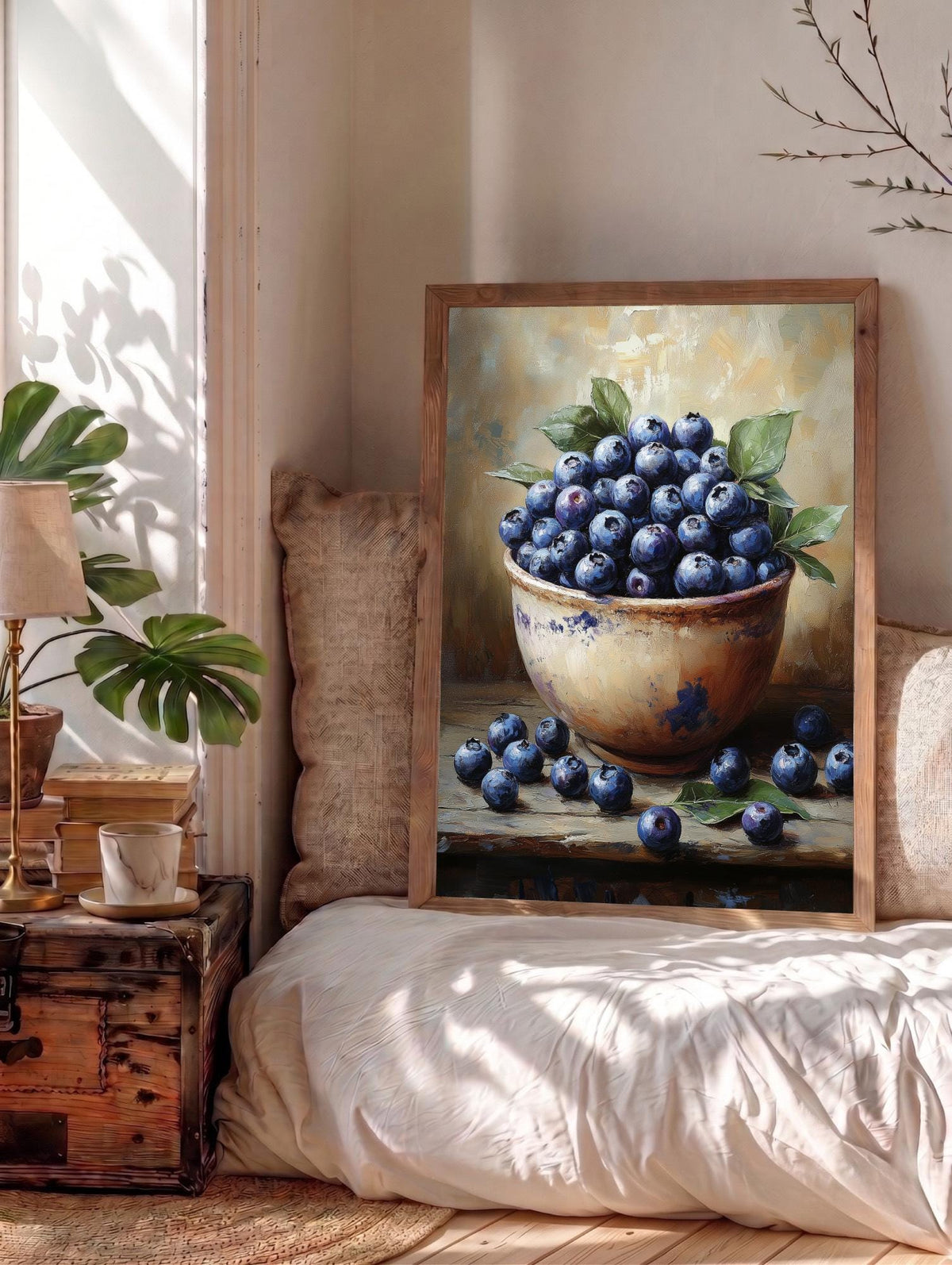 Blueberry Still Life Wall Art — framed canvas print by Cenzio Atelier
