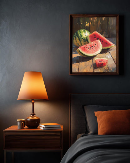 Watermelon Still Life Wall Art — framed canvas print by Cenzio Atelier