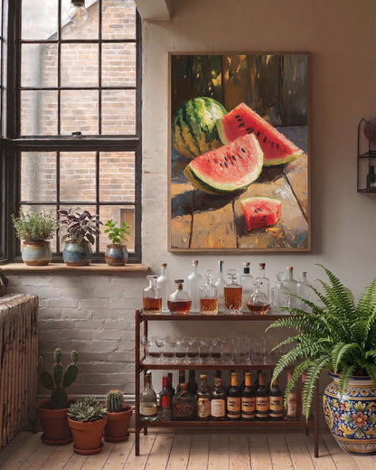 Watermelon Still Life Wall Art — Cenzio Atelier framed canvas, made to order