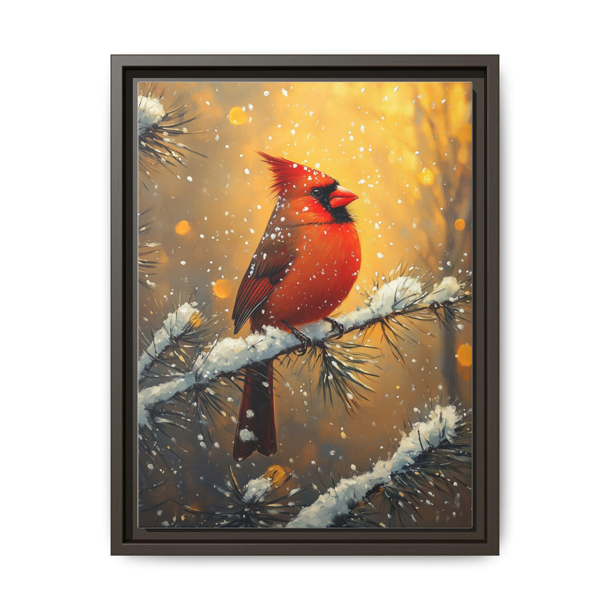 Cardinal Wall Art — painterly canvas art, hand-framed in solid wood