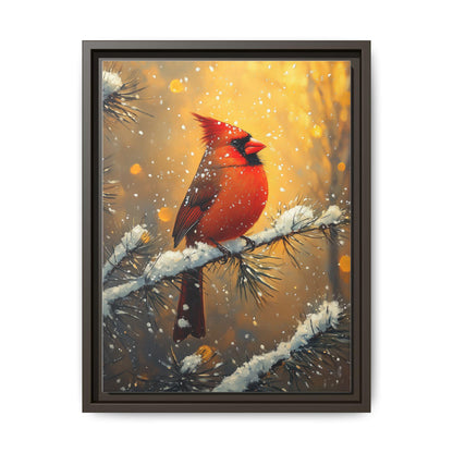 Cardinal Wall Art — painterly canvas art, hand-framed in solid wood