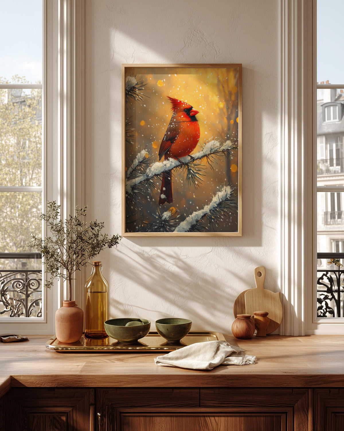 Cardinal Wall Art — Cenzio Atelier framed canvas, made to order