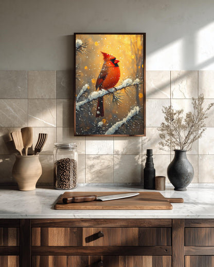 Cardinal Wall Art — painterly wall art printed and framed to order
