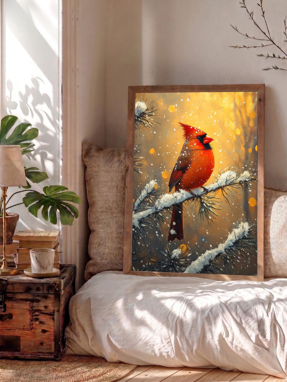 Cardinal Wall Art — museum-grade cotton canvas in a solid wood frame