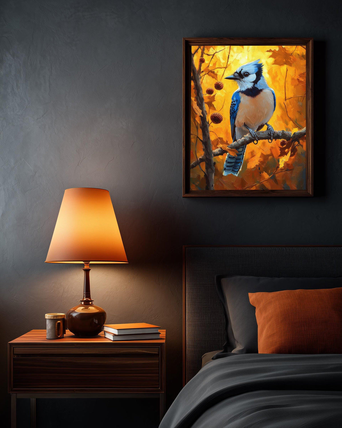Blue Jay Wall Art — framed canvas print by Cenzio Atelier
