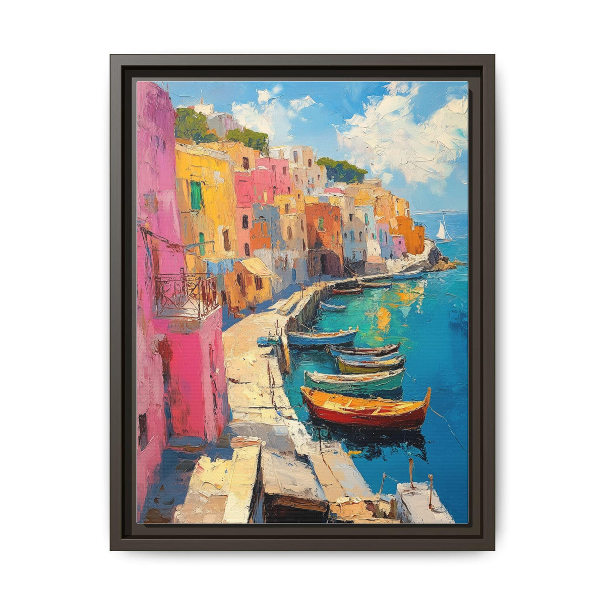 Procida Wall Art — painterly canvas art, hand-framed in solid wood