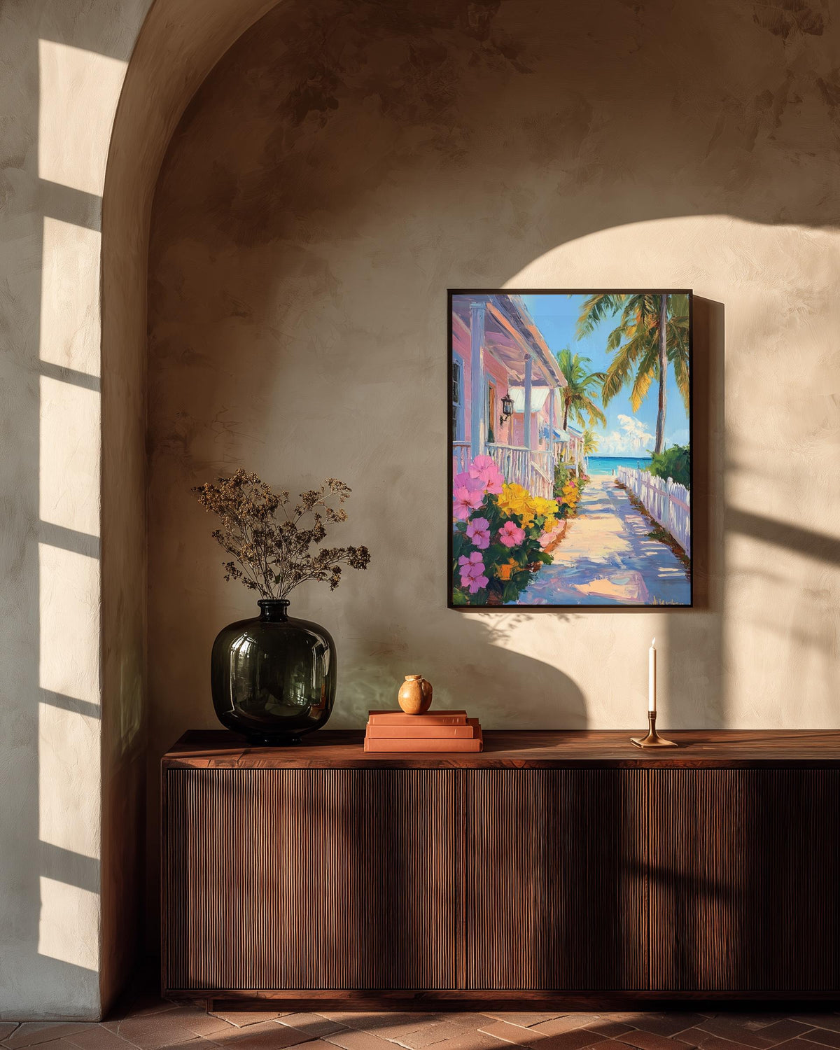 Key West Wall Art — painterly canvas art, hand-framed in solid wood
