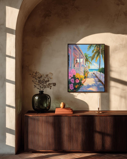 Key West Wall Art — painterly canvas art, hand-framed in solid wood