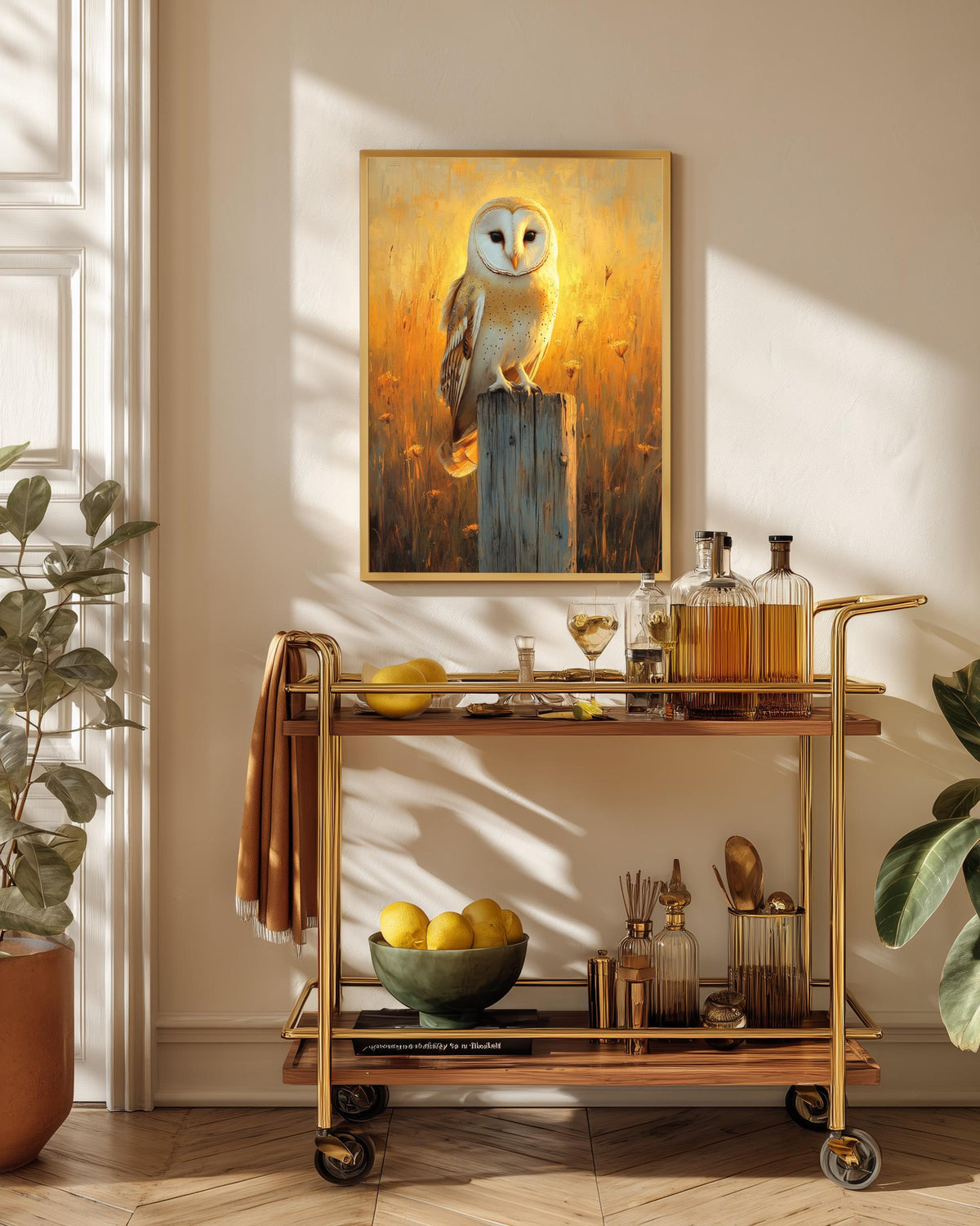Barn Owl Wall Art — framed canvas print by Cenzio Atelier