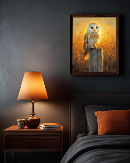 Barn Owl Wall Art — framed canvas print by Cenzio Atelier